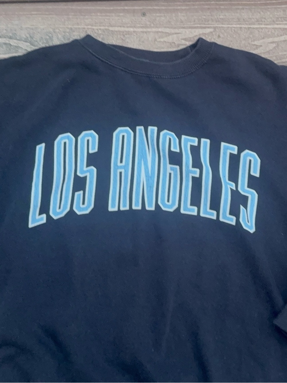 Brandy Melville Navy Crewneck with Light Blue 'LOS ANGELES' sweater - Picture 7 of 10